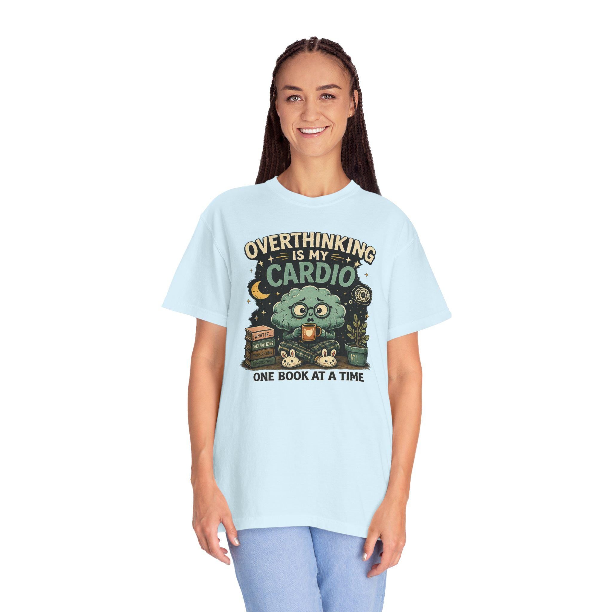 Overthinking Is My Cardio Shirt, Funny Bookish T-Shirt, Introvert Book Lover Tee, Sarcastic Reader Gift, Bookworm Graphic Tee