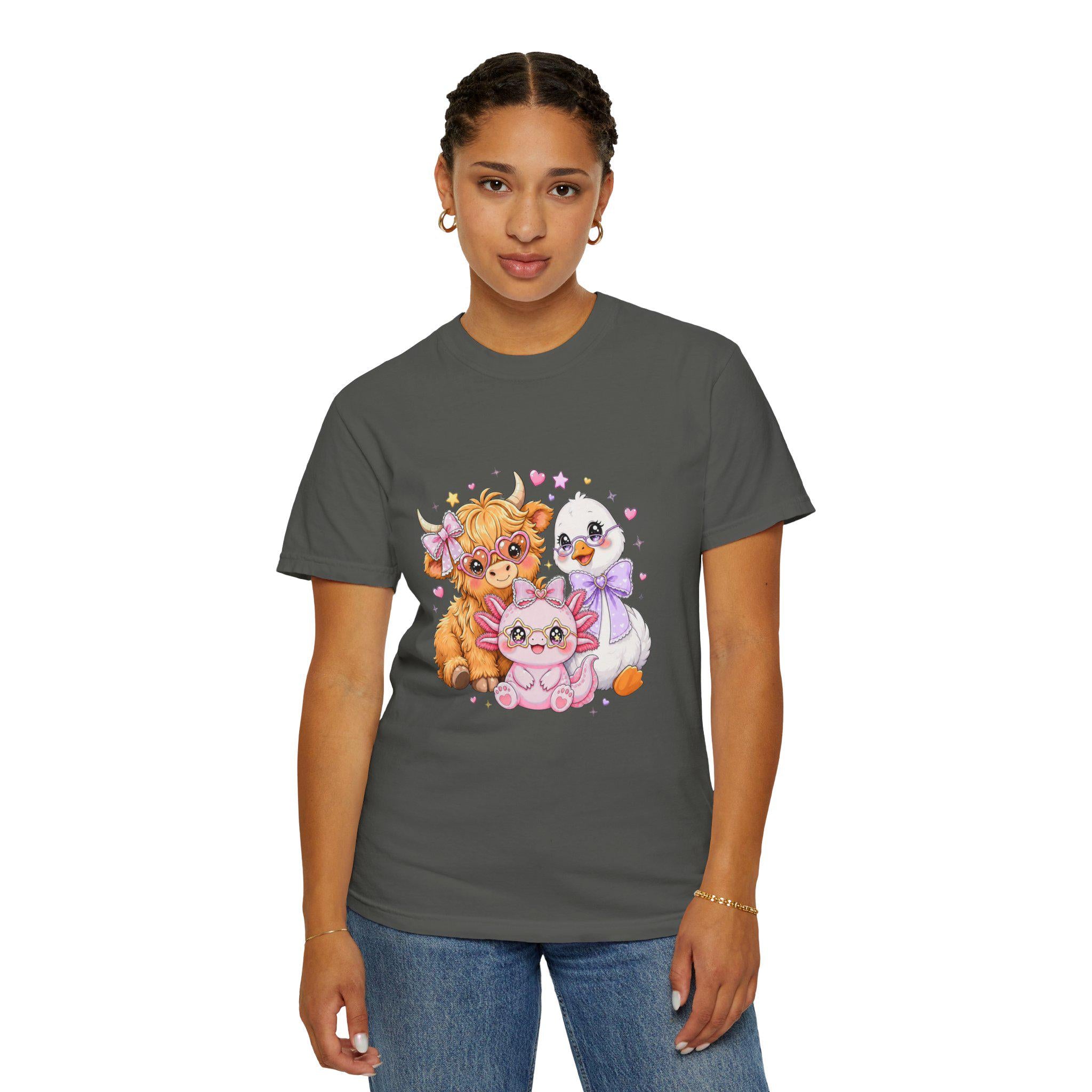 Cute Farm Animals T-Shirt, Cow Chick Kitten Kawaii Tee, Cottagecore Shirt, Country Girl Gift, Pastel Aesthetic Farmhouse Tee