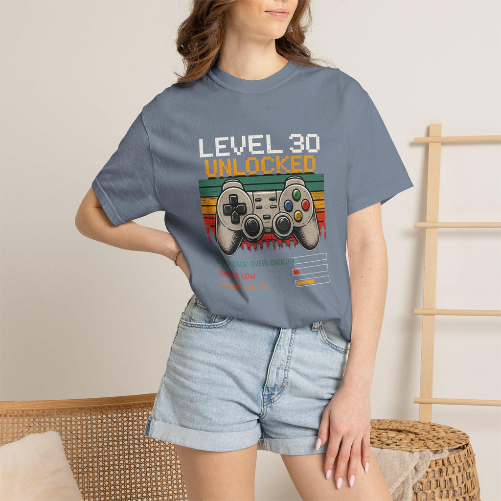 Level 30 Unlocked Gamer Shirt, 30th Birthday Gift for Him, Funny Video Game Tee, Retro Gaming T-Shirt, Nerdy 30 Bday Present