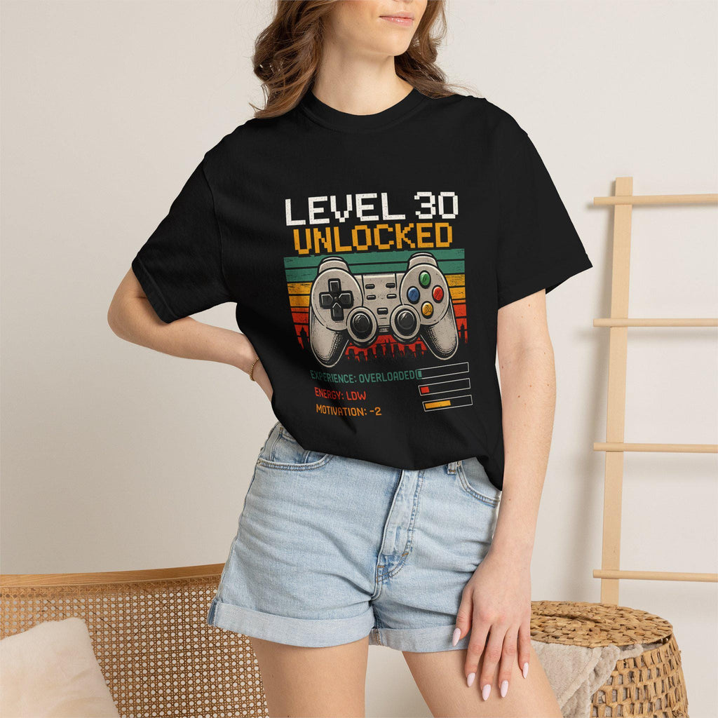 Level 30 Unlocked Gamer Shirt, 30th Birthday Gift for Him, Funny Video Game Tee, Retro Gaming T-Shirt, Nerdy 30 Bday Present