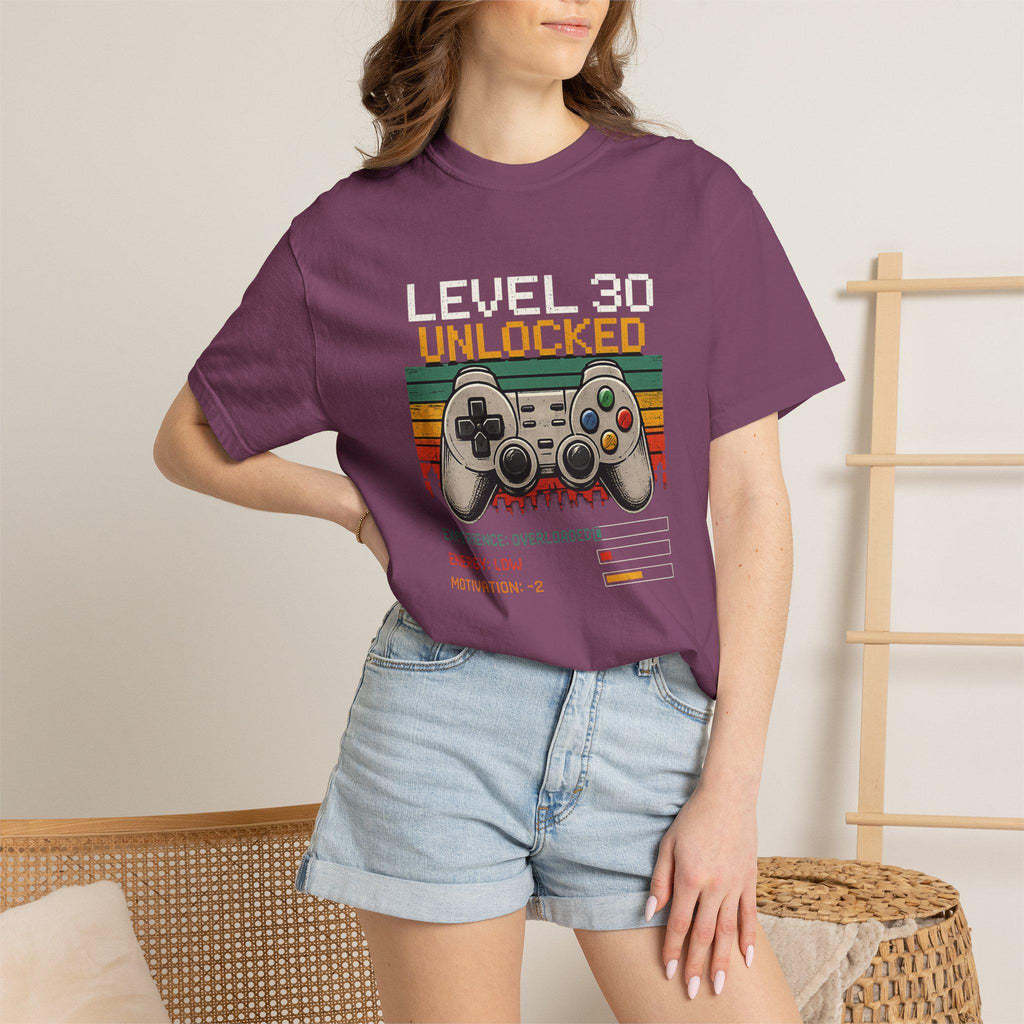 Level 30 Unlocked Gamer Shirt, 30th Birthday Gift for Him, Funny Video Game Tee, Retro Gaming T-Shirt, Nerdy 30 Bday Present