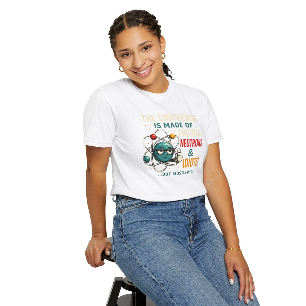 Science Humor T-Shirt Protons Neutrons Idiots, Funny Chemistry Teacher Gift, Nerdy Physics Pun Tee, Science Nerd Shirt