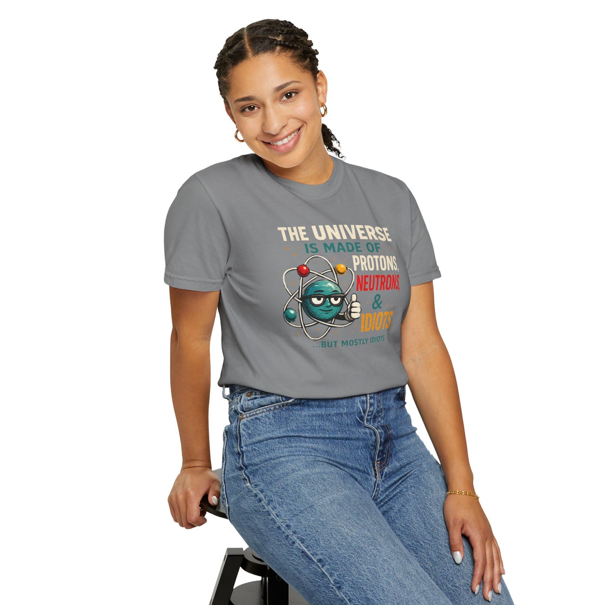 Science Humor T-Shirt Protons Neutrons Idiots, Funny Chemistry Teacher Gift, Nerdy Physics Pun Tee, Science Nerd Shirt
