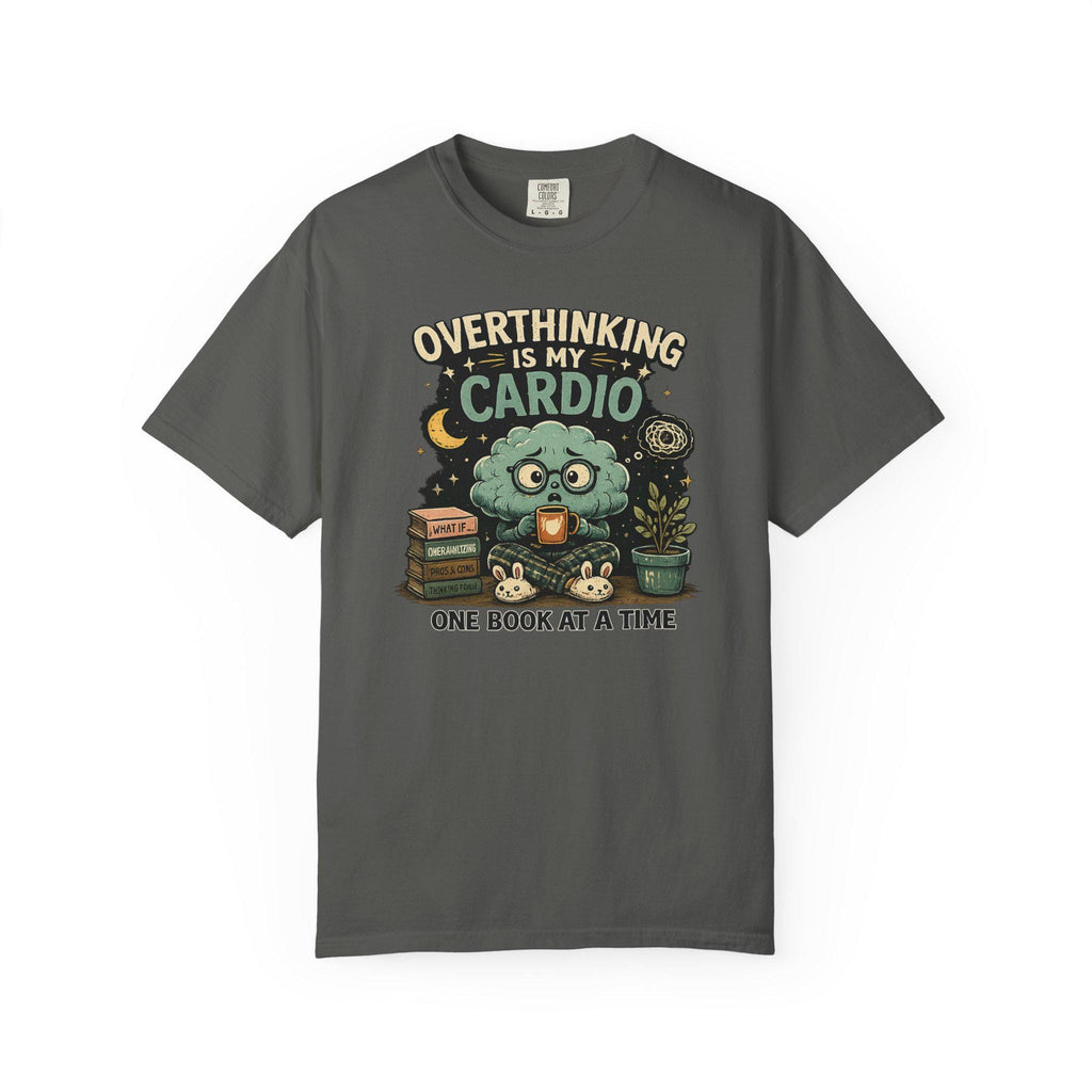 Overthinking Is My Cardio Shirt, Funny Bookish T-Shirt, Introvert Book Lover Tee, Sarcastic Reader Gift, Bookworm Graphic Tee