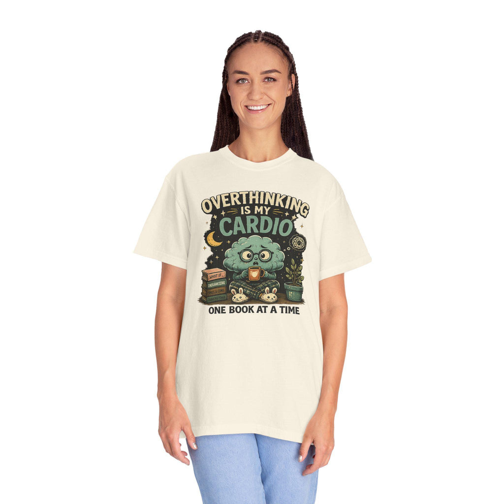Overthinking Is My Cardio Shirt, Funny Bookish T-Shirt, Introvert Book Lover Tee, Sarcastic Reader Gift, Bookworm Graphic Tee