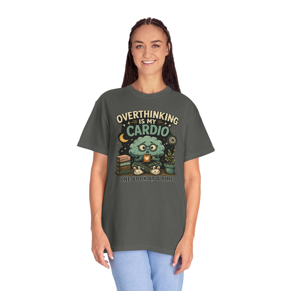 Overthinking Is My Cardio Shirt, Funny Bookish T-Shirt, Introvert Book Lover Tee, Sarcastic Reader Gift, Bookworm Graphic Tee