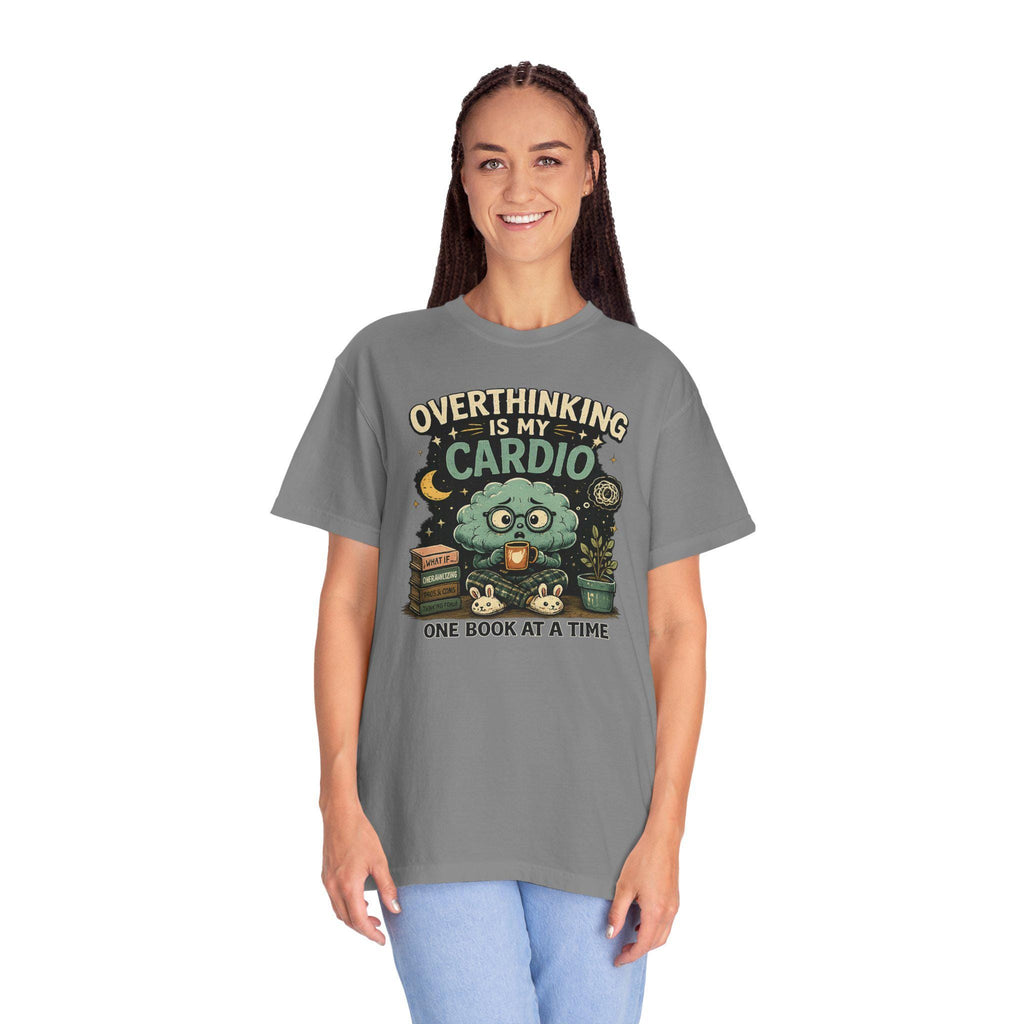 Overthinking Is My Cardio Shirt, Funny Bookish T-Shirt, Introvert Book Lover Tee, Sarcastic Reader Gift, Bookworm Graphic Tee