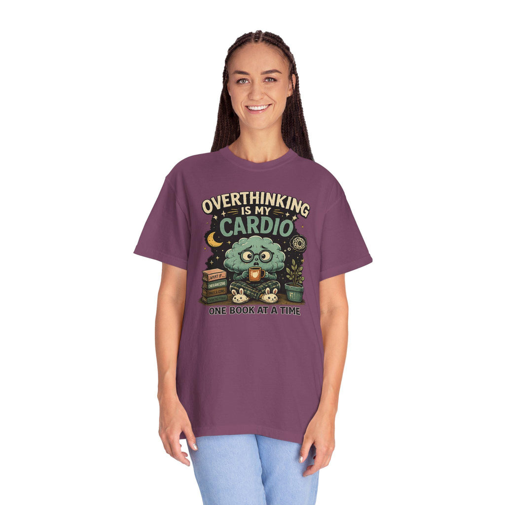Overthinking Is My Cardio Shirt, Funny Bookish T-Shirt, Introvert Book Lover Tee, Sarcastic Reader Gift, Bookworm Graphic Tee