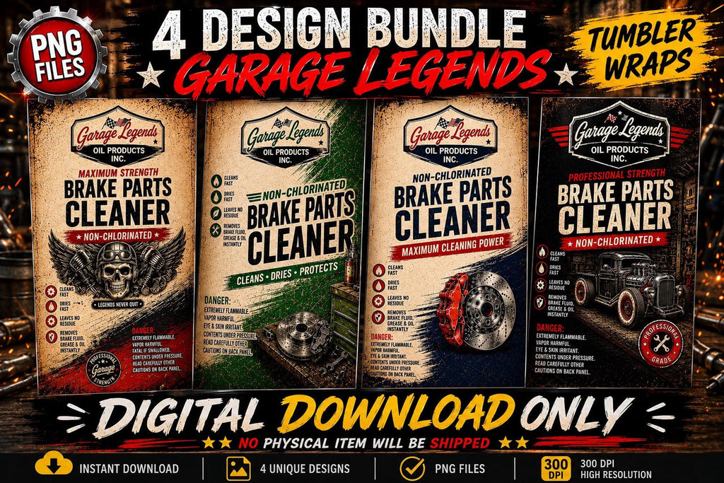 Garage Tumbler Wrap, Vintage Auto Shop Design for Mechanics | Digital Download