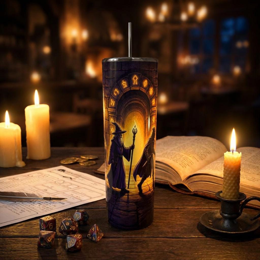 DnD Skinny Tumbler 20oz, Dungeons and Dragons Party Cup, DM Gamer Gift