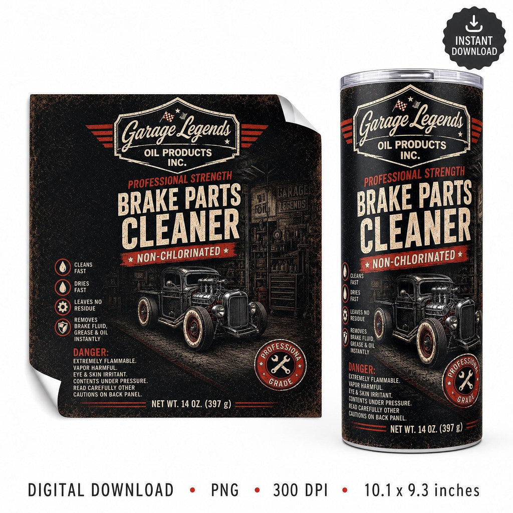 Garage Tumbler Wrap, Vintage Auto Shop Design for Mechanics | Digital Download