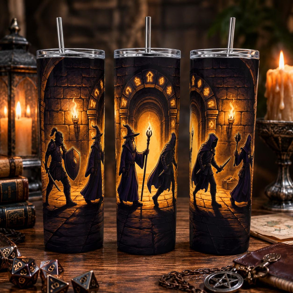 DnD Skinny Tumbler 20oz, Dungeons and Dragons Party Cup, DM Gamer Gift