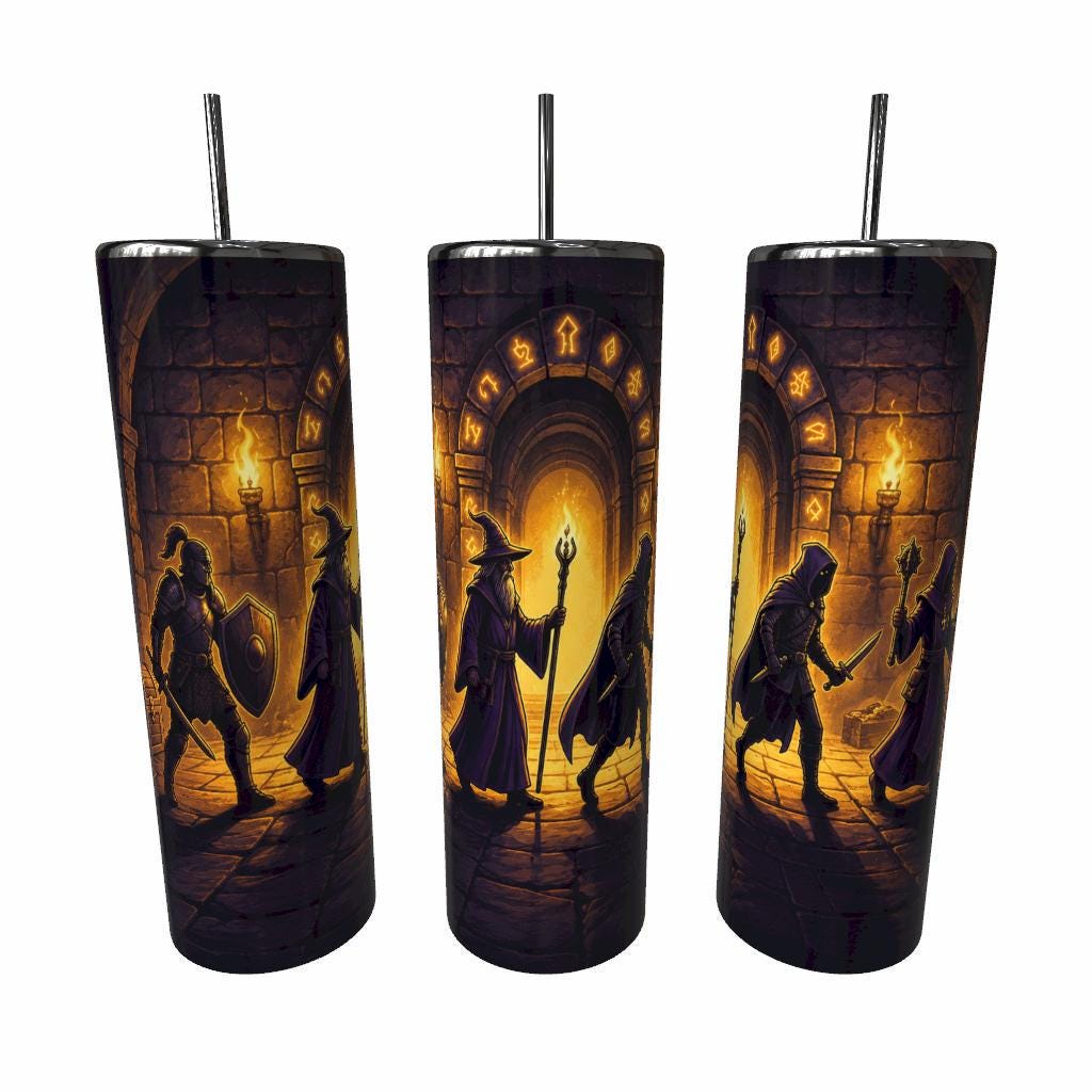 DnD Skinny Tumbler 20oz, Dungeons and Dragons Party Cup, DM Gamer Gift