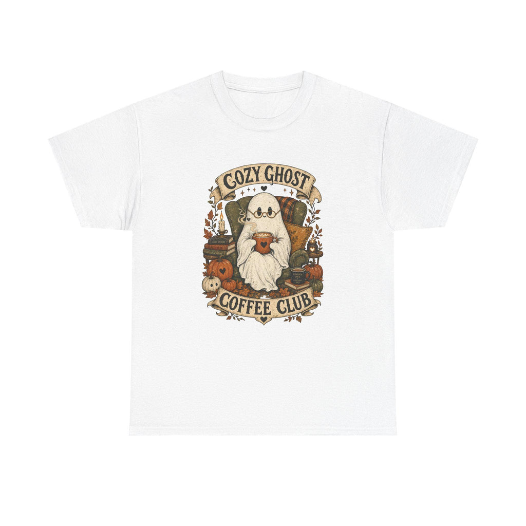 Ghost Coffee Club Shirt | Cute Spooky Fall Tee | Cottagecore Halloween Graphic Gift for Book Lovers
