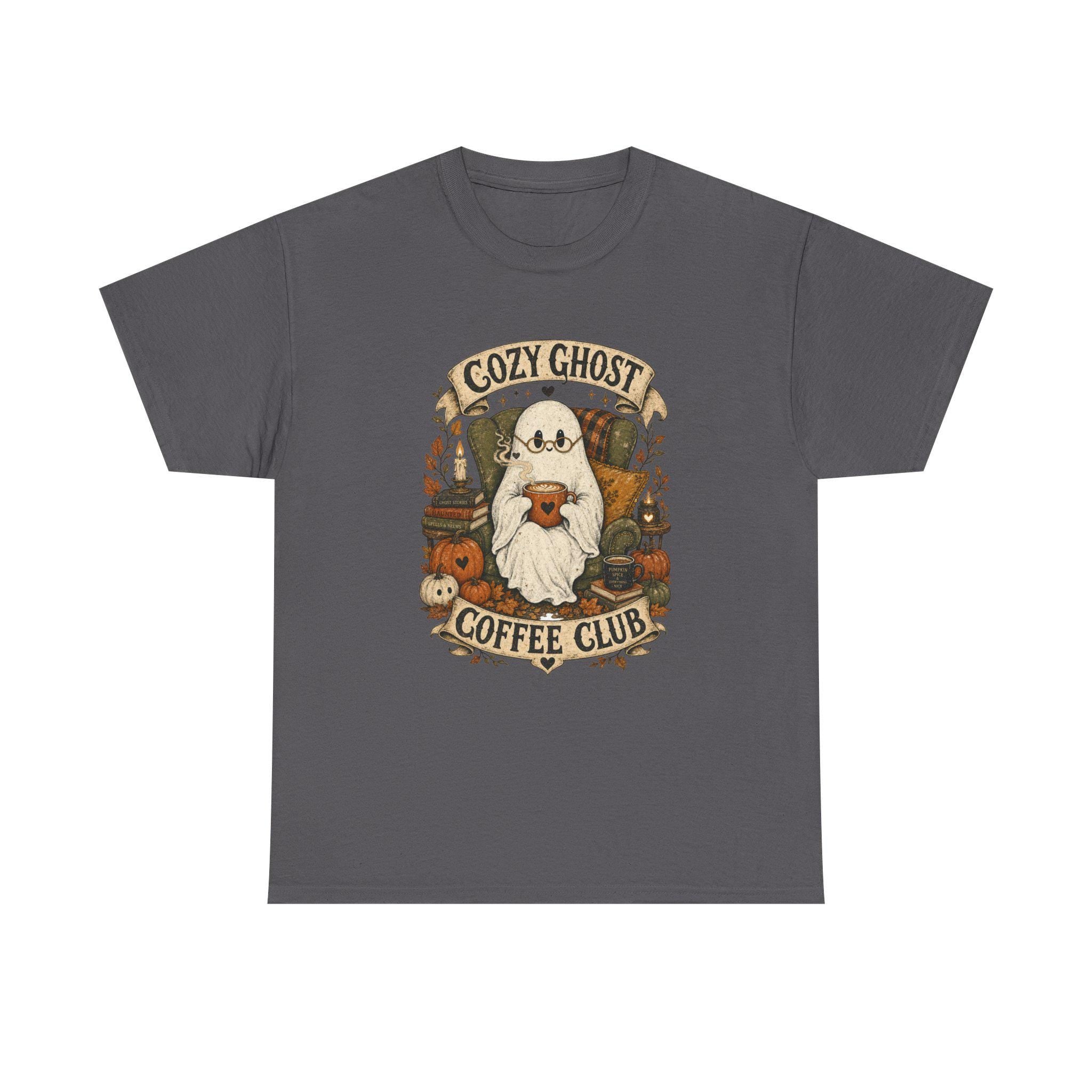 Ghost Coffee Club Shirt | Cute Spooky Fall Tee | Cottagecore Halloween Graphic Gift for Book Lovers