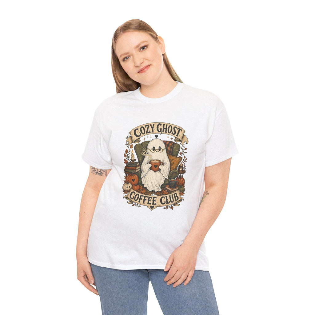Ghost Coffee Club Shirt | Cute Spooky Fall Tee | Cottagecore Halloween Graphic Gift for Book Lovers