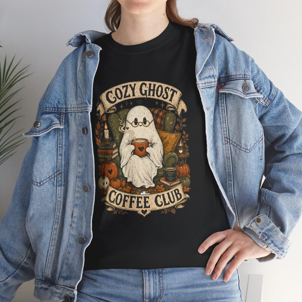 Ghost Coffee Club Shirt | Cute Spooky Fall Tee | Cottagecore Halloween Graphic Gift for Book Lovers