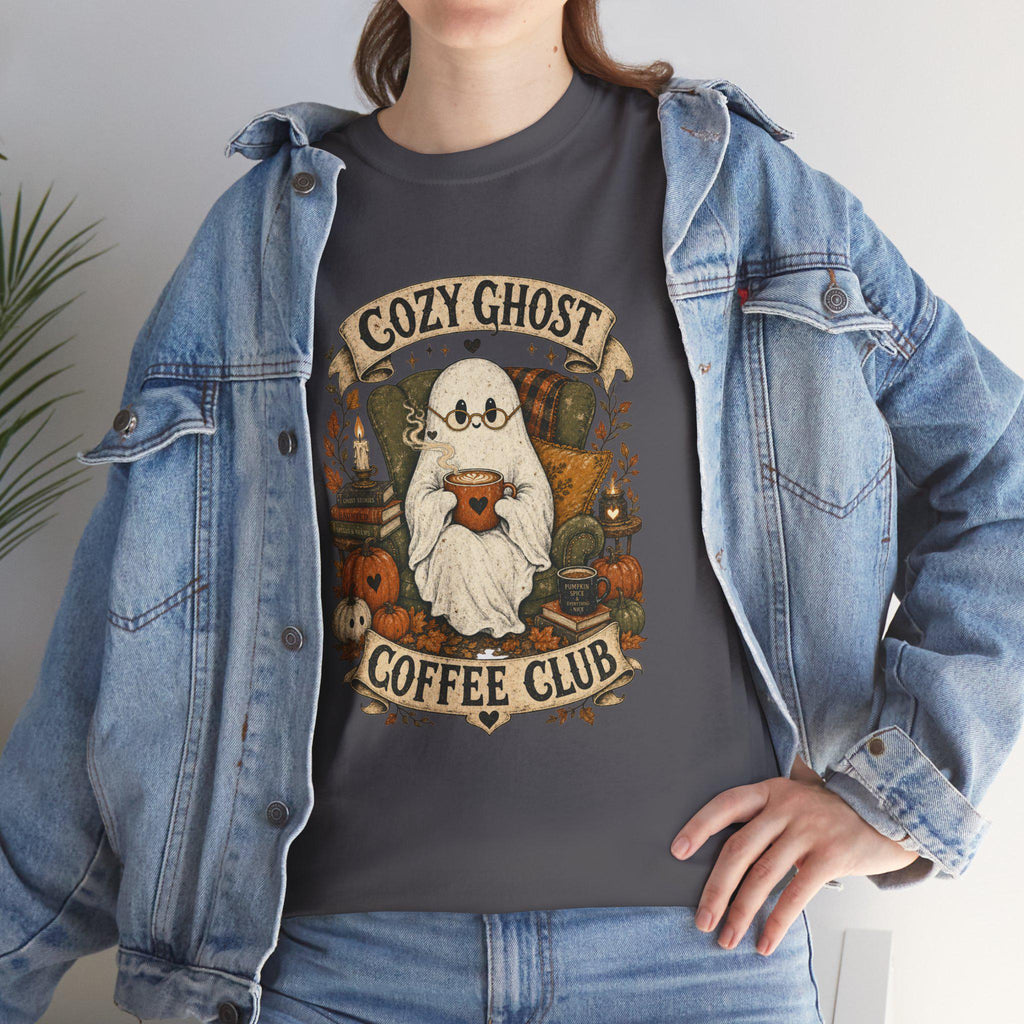 Ghost Coffee Club Shirt | Cute Spooky Fall Tee | Cottagecore Halloween Graphic Gift for Book Lovers