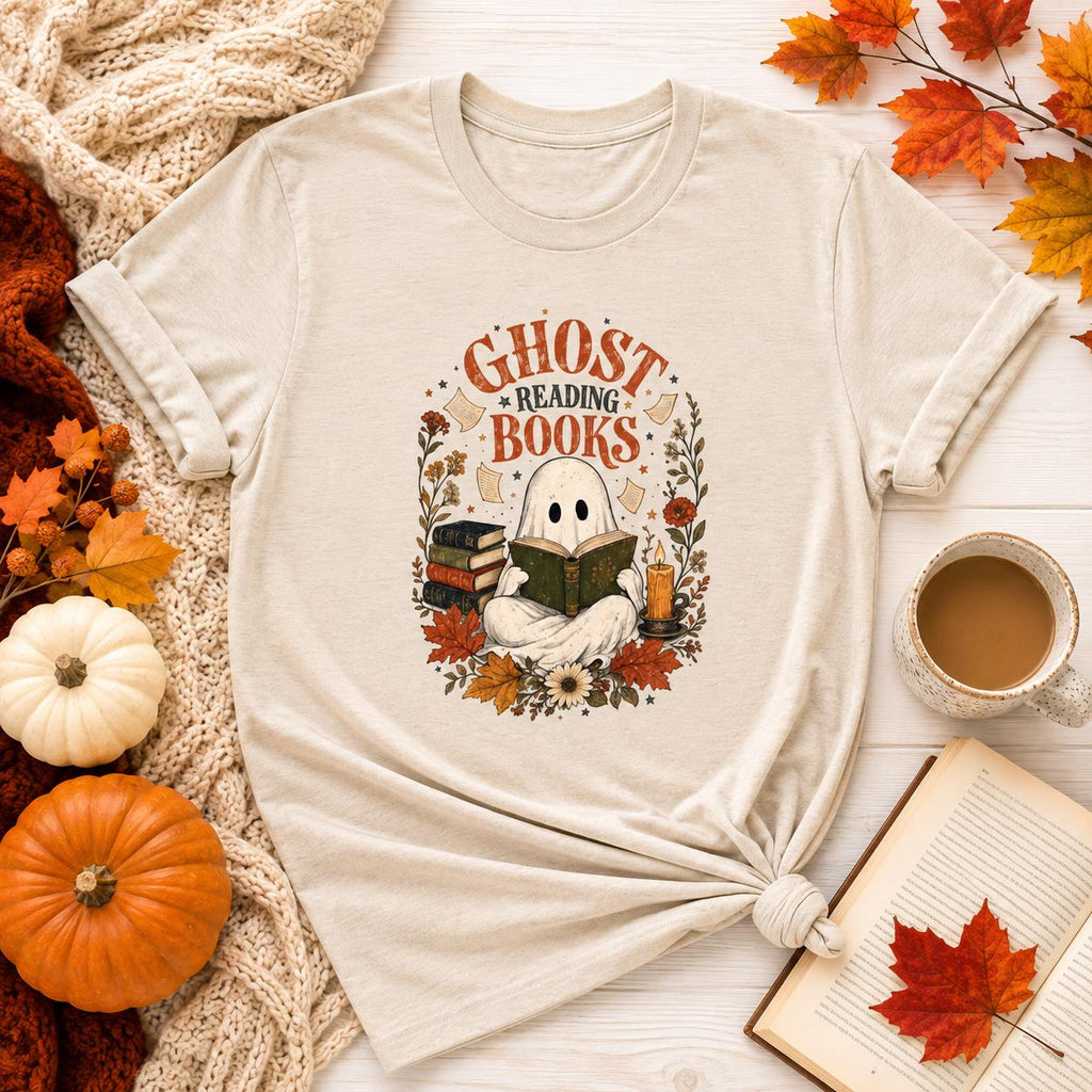 Ghost Reading Books Shirt | Halloween Book Lover | Ghost Reading Tee | Wildflower Fall Gift
