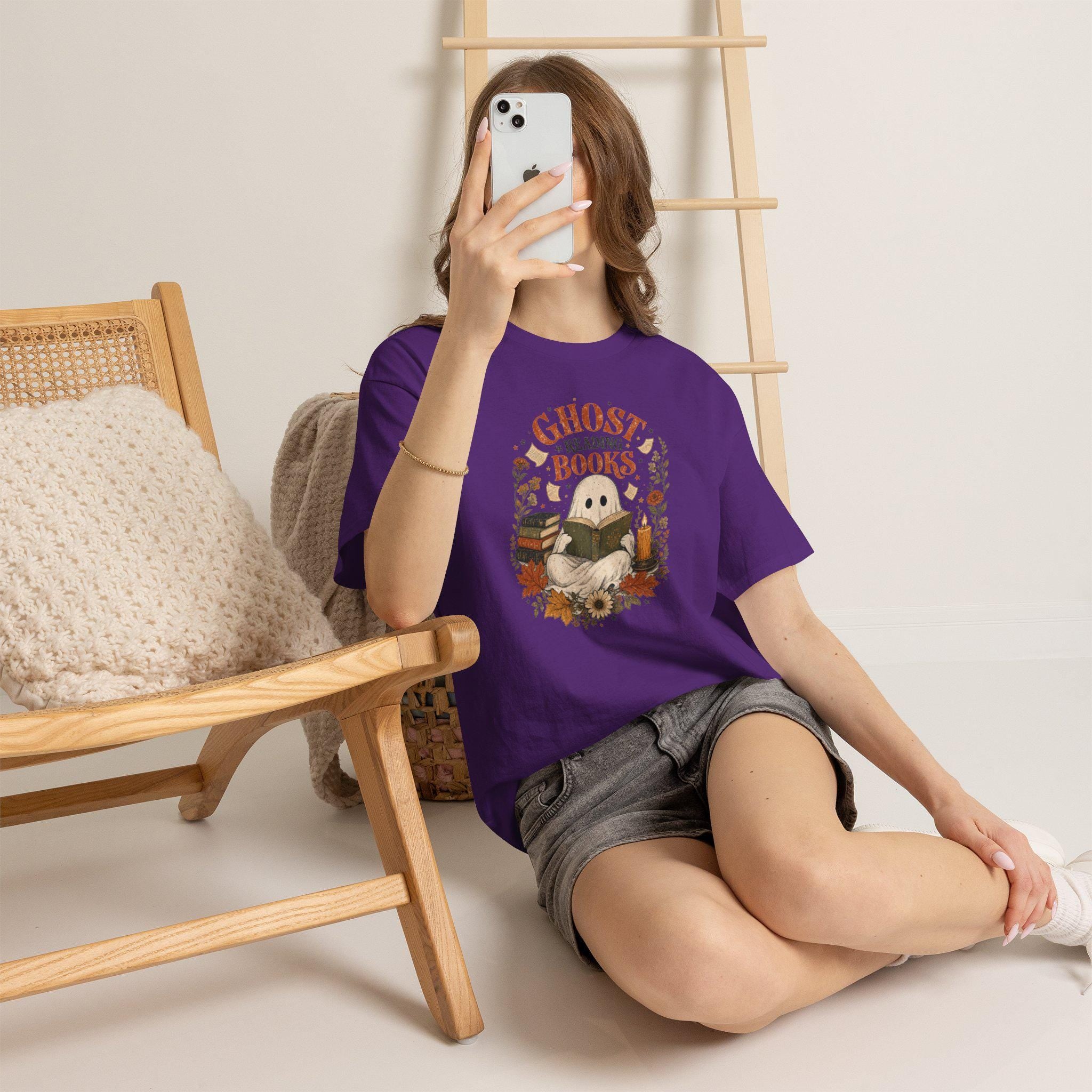 Ghost Reading Books Shirt | Halloween Book Lover | Ghost Reading Tee | Wildflower Fall Gift