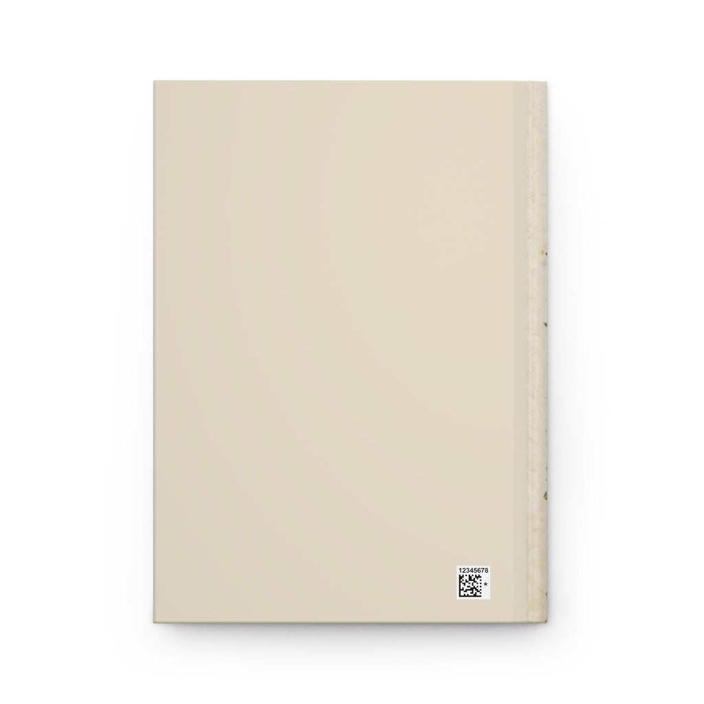 The plain cream-colored back cover of a journal with a small barcode in the bottom right corner.