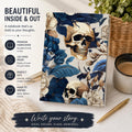 Skull Floral Hardcover Journal | Moody Botanical Notebook, Gothic Dark Floral Diary Gift for Her