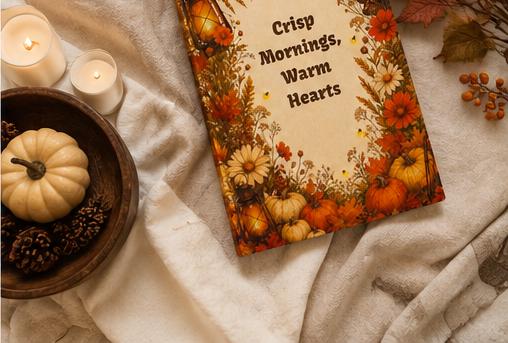 Autumn Journal | Crisp Mornings Warm Hearts Journal | Autumn Pumpkin Floral Hardcover Notebook| Fall Gift