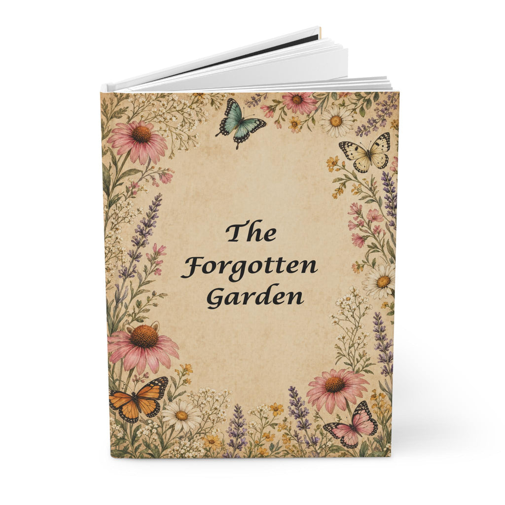 Forgotten Garden Floral Hardcover Journal | Botanical Butterfly Vintage Notebook for Women