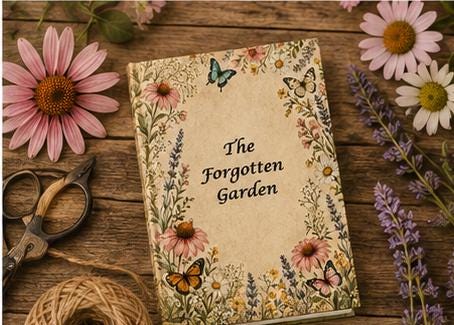 Forgotten Garden Floral Hardcover Journal | Botanical Butterfly Vintage Notebook for Women