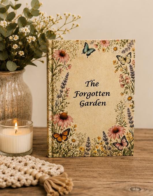 Forgotten Garden Floral Hardcover Journal | Botanical Butterfly Vintage Notebook for Women