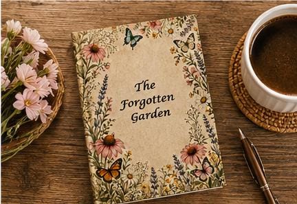 Forgotten Garden Floral Hardcover Journal | Botanical Butterfly Vintage Notebook for Women