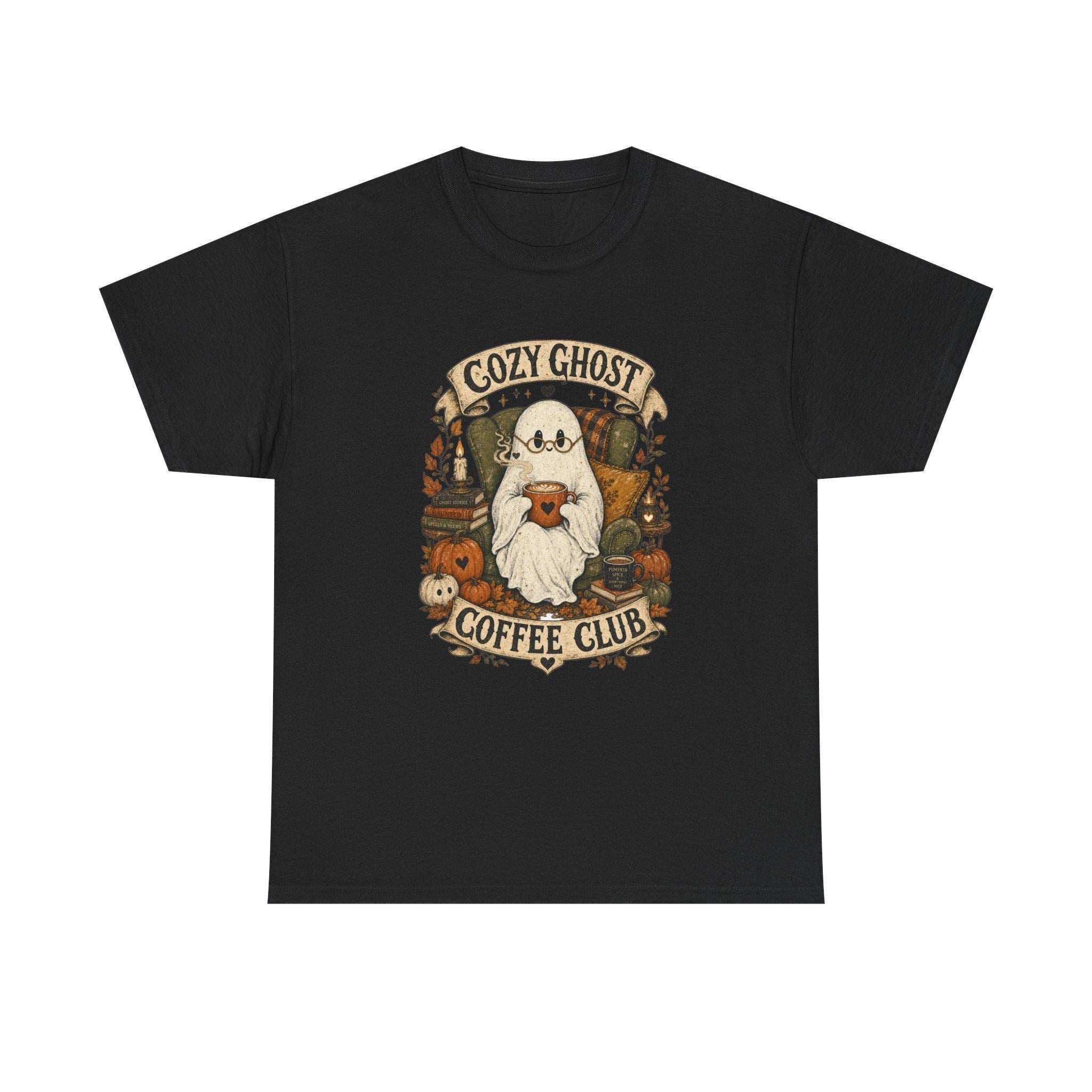 Ghost Coffee Club Shirt | Cute Spooky Fall Tee | Cottagecore Halloween Graphic Gift for Book Lovers