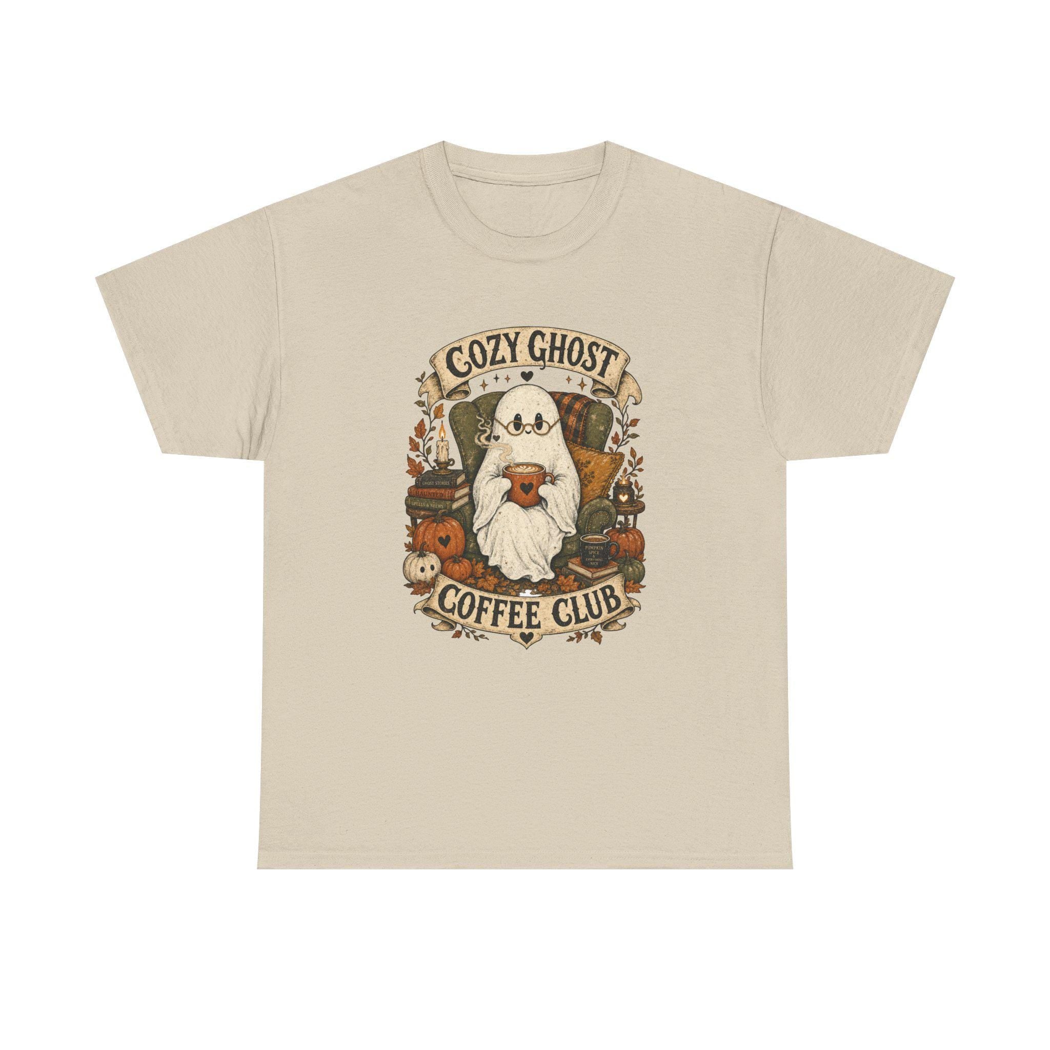 Ghost Coffee Club Shirt | Cute Spooky Fall Tee | Cottagecore Halloween Graphic Gift for Book Lovers