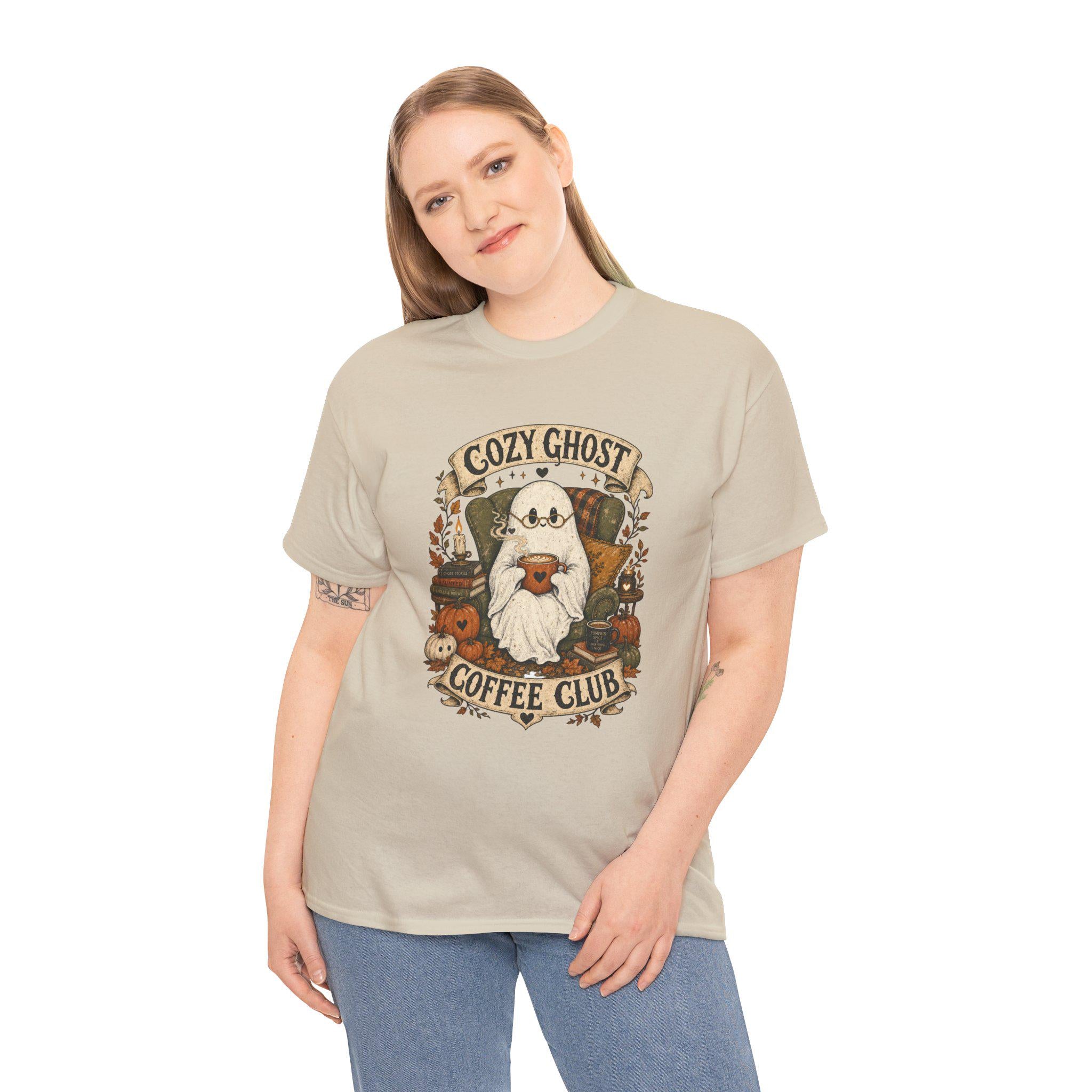 Ghost Coffee Club Shirt | Cute Spooky Fall Tee | Cottagecore Halloween Graphic Gift for Book Lovers