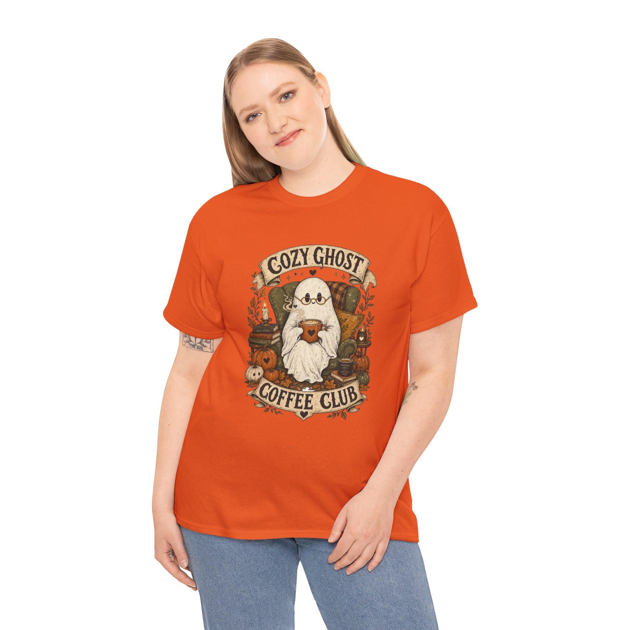 Ghost Coffee Club Shirt | Cute Spooky Fall Tee | Cottagecore Halloween Graphic Gift for Book Lovers