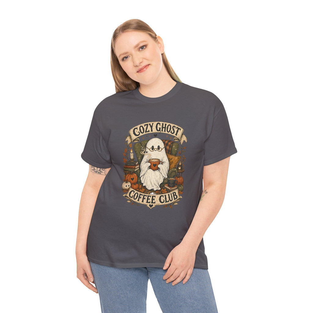 Ghost Coffee Club Shirt | Cute Spooky Fall Tee | Cottagecore Halloween Graphic Gift for Book Lovers