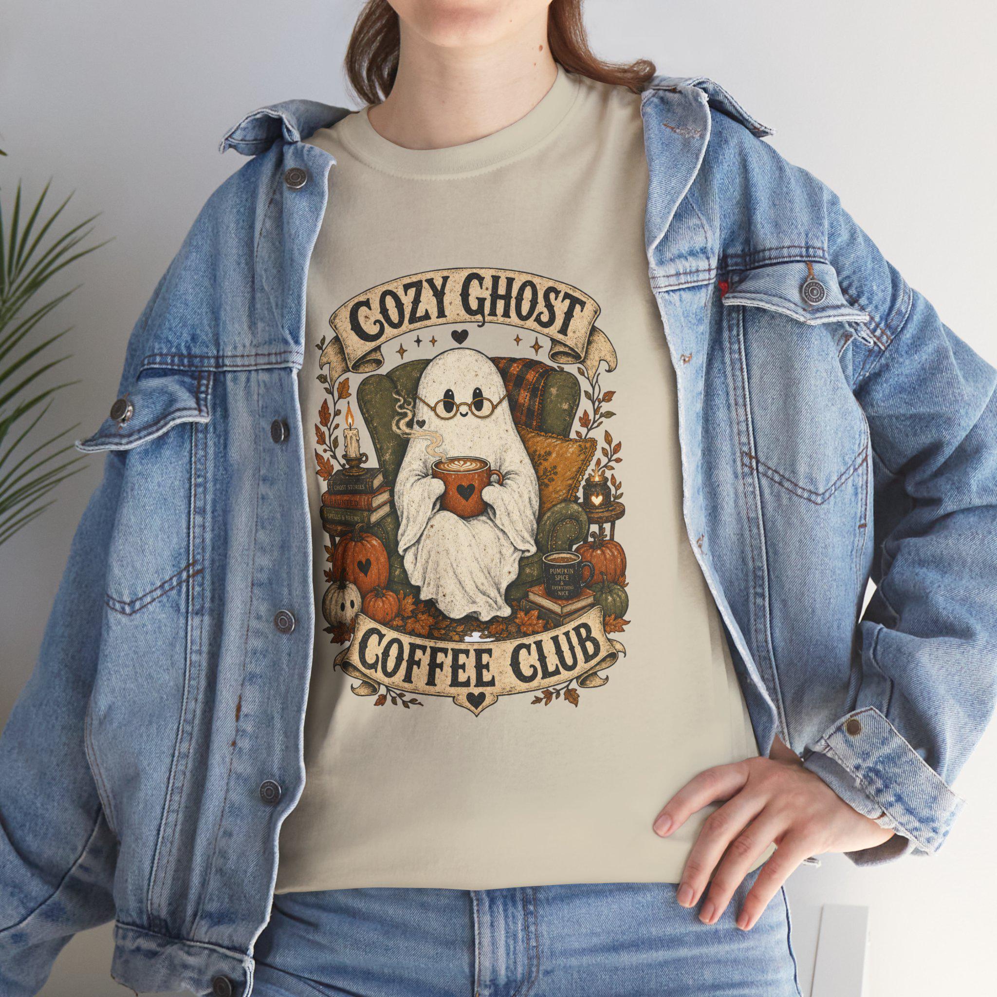 Ghost Coffee Club Shirt | Cute Spooky Fall Tee | Cottagecore Halloween Graphic Gift for Book Lovers