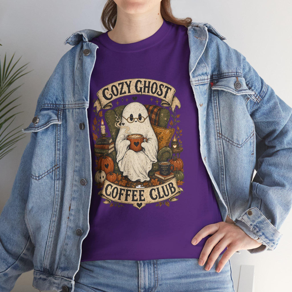Ghost Coffee Club Shirt | Cute Spooky Fall Tee | Cottagecore Halloween Graphic Gift for Book Lovers