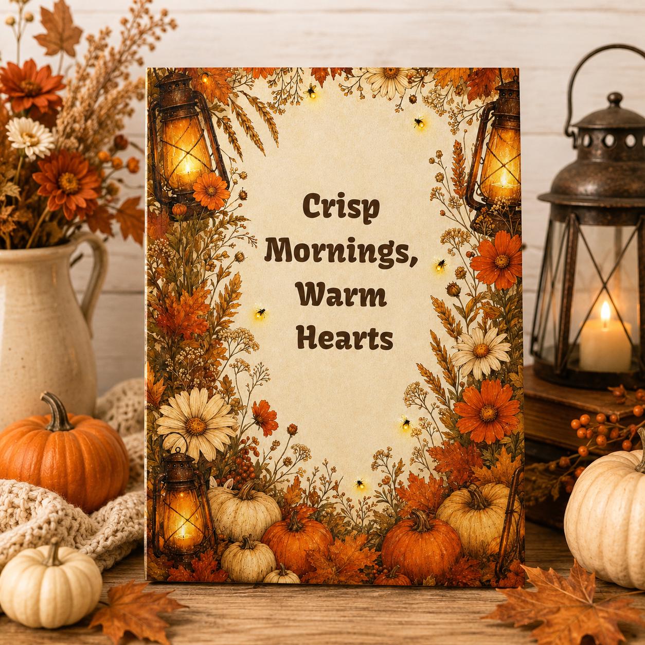 Autumn Journal | Crisp Mornings Warm Hearts Journal | Autumn Pumpkin Floral Hardcover Notebook| Fall Gift