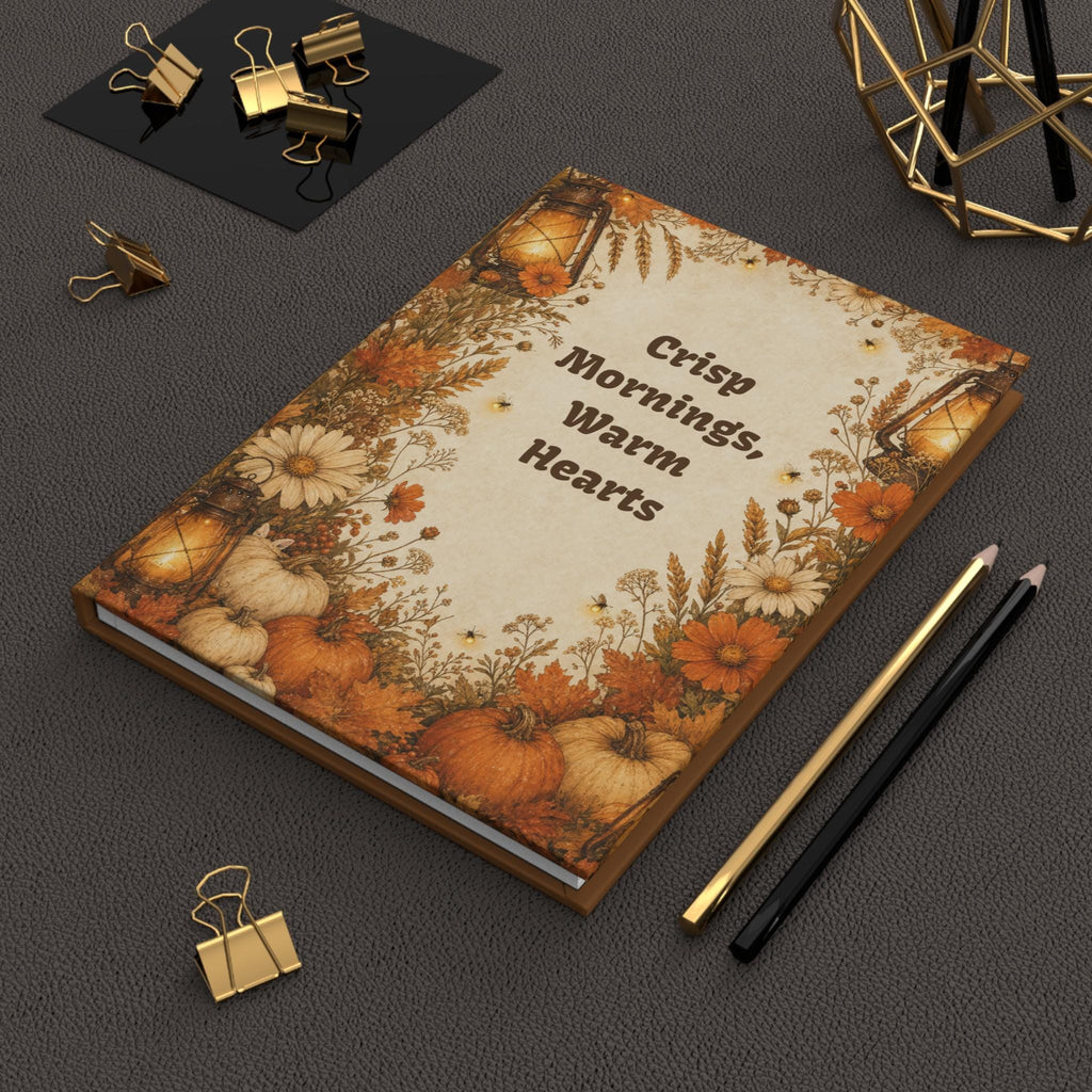 Autumn Journal | Crisp Mornings Warm Hearts Journal | Autumn Pumpkin Floral Hardcover Notebook| Fall Gift