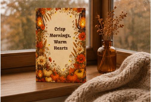 Autumn Journal | Crisp Mornings Warm Hearts Journal | Autumn Pumpkin Floral Hardcover Notebook| Fall Gift
