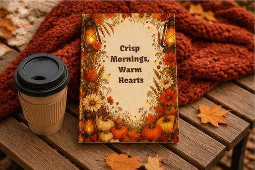 Autumn Journal | Crisp Mornings Warm Hearts Journal | Autumn Pumpkin Floral Hardcover Notebook| Fall Gift