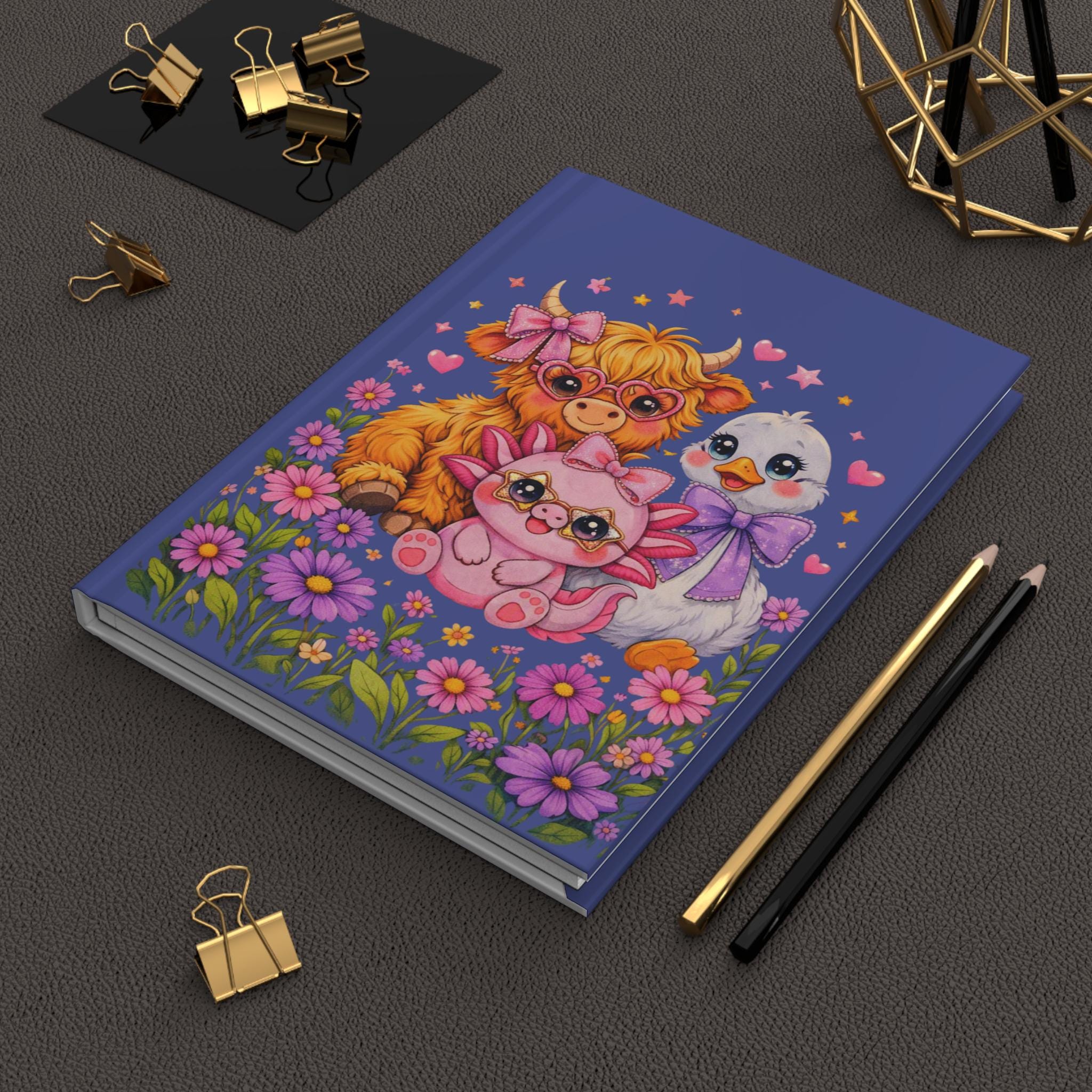 Highland Cow Journal Floral Notebook | Farm Animal Diary Gift for Her | Lined Writing Book
