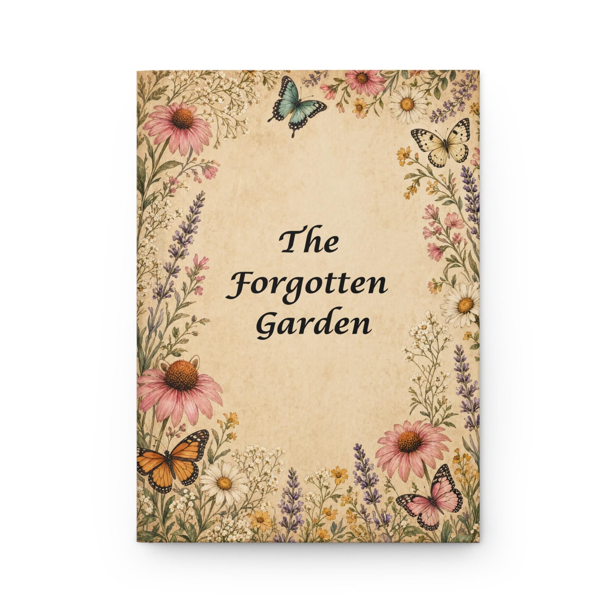 Forgotten Garden Floral Hardcover Journal | Botanical Butterfly Vintage Notebook for Women