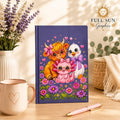 Highland Cow Journal Floral Notebook | Farm Animal Diary Gift for Her | Lined Writing Book