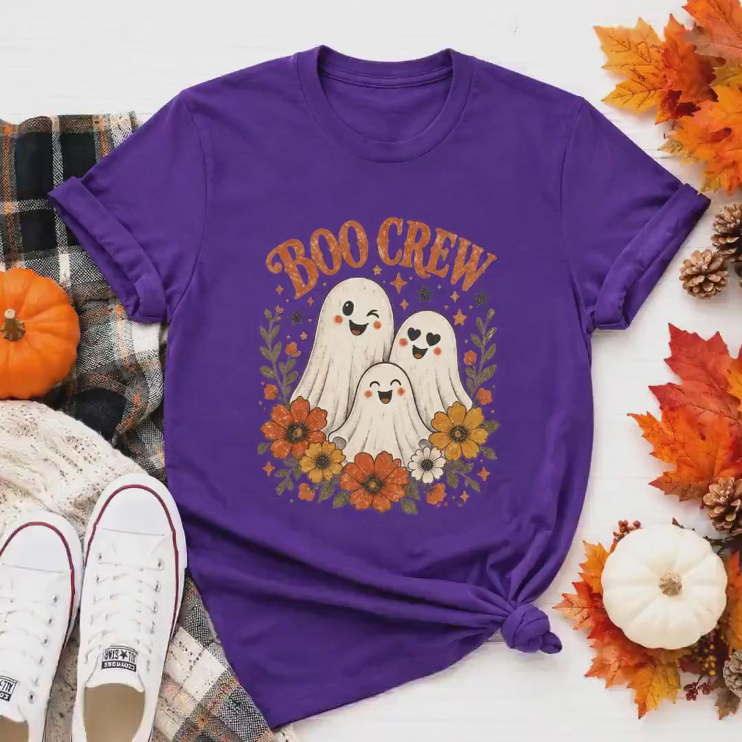 Boo Crew Shirt | Vintage Ghosts Halloween T-Shirt | Cottagecore Ghost Friends Tee Gift | Spooky Season Matching Shirt | Cute Ghost Squad