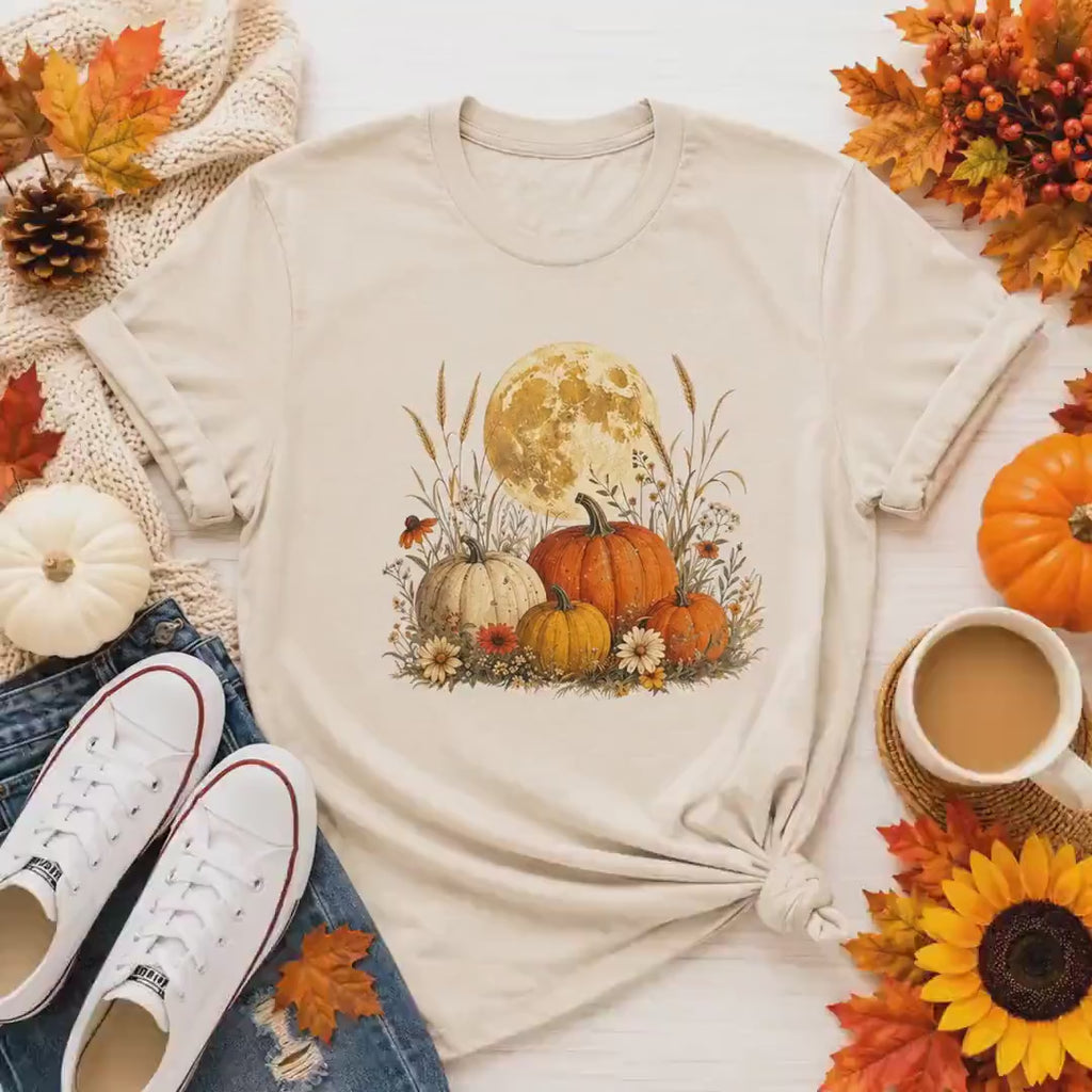 Harvest Moon Shirt|Vintage Pumpkin Graphic Tee| Halloween Lovers Gift