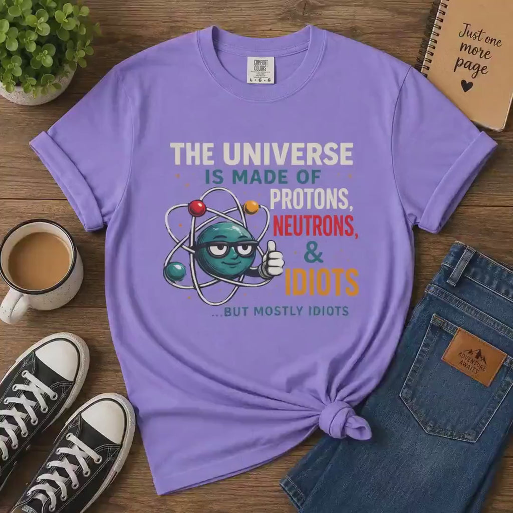 Science Humor T-Shirt Protons Neutrons Idiots, Funny Chemistry Teacher Gift, Nerdy Physics Pun Tee, Science Nerd Shirt