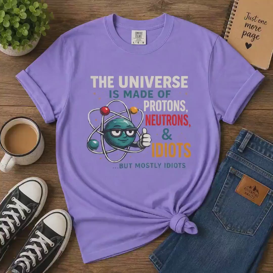 Science Humor T-Shirt Protons Neutrons Idiots, Funny Chemistry Teacher Gift, Nerdy Physics Pun Tee, Science Nerd Shirt