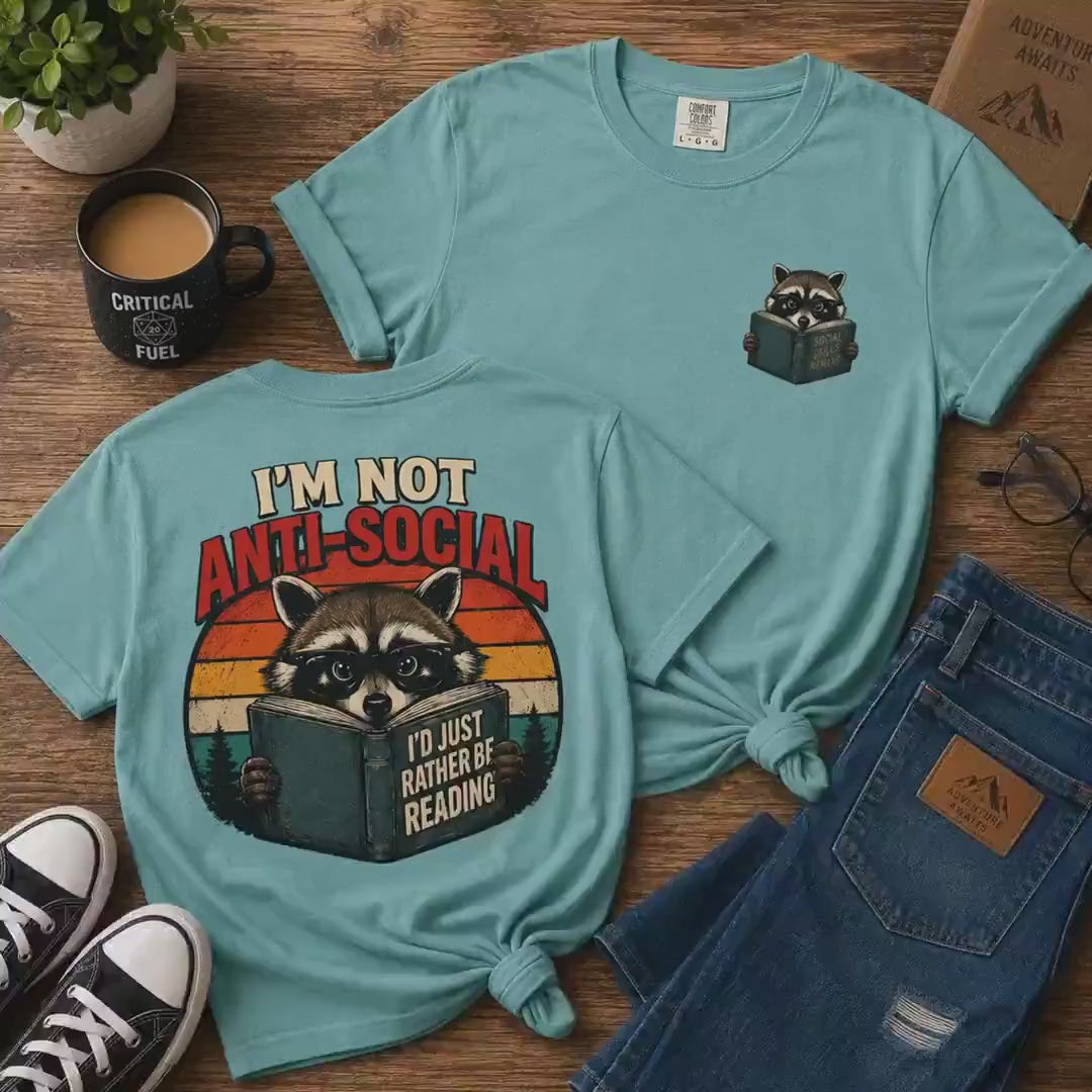 Funny Raccoon Reading Shirt, Bookish T-Shirt, Trash Panda Tee, Introvert Book Lover Gift, Cute Librarian Shirt, Bookworm Gift
